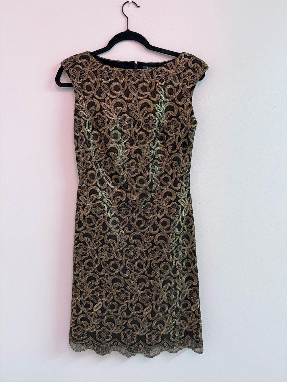 Polo by Ralph Lauren Black and Gold embroidery Mini Dress